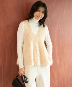 UNFILO / アンフィーロ ベスト | 【野呂佳代さん着用】アルパカシャギー ペプラムジレ