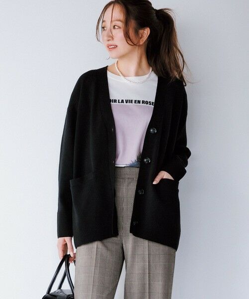 UNFILO/アンフィーロ 【野呂佳代さん着用】コットンカシミヤニット Vネックカーディガン ブラック XL UNFILO/アンフィーロ 【野呂佳代さん着用】コットンカシミヤニット Vネックカーディガン ブラック XL