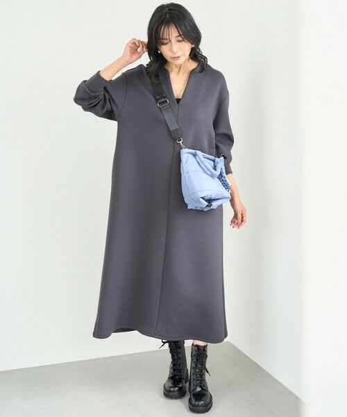 UNFILO / アンフィーロ ロング・マキシ丈ワンピース | BEAUTY FORM JERSEY キーネックワンピース | 詳細1