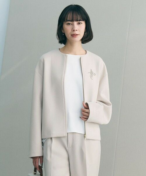 UNFILO / アンフィーロ ノーカラージャケット | 【セレモニー】ダブルフェイスジャージー ZIPアウター | 詳細1