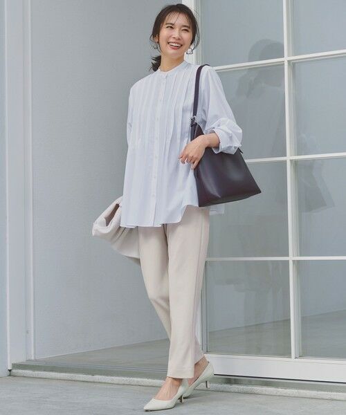 UNFILO / アンフィーロ シャツ・ブラウス | バンドカラー タックブラウス | 詳細1