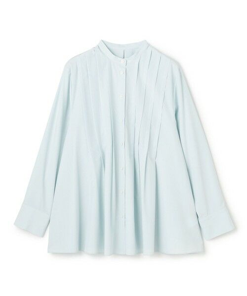 UNFILO / アンフィーロ シャツ・ブラウス | バンドカラー タックブラウス（ミントブルー）