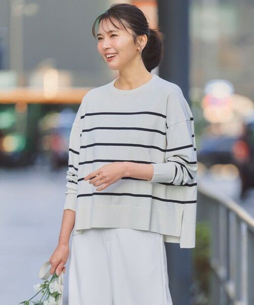 UNFILO / アンフィーロ ニット・セーター | マイビューティニット クルーネック（グレージュボーダー）