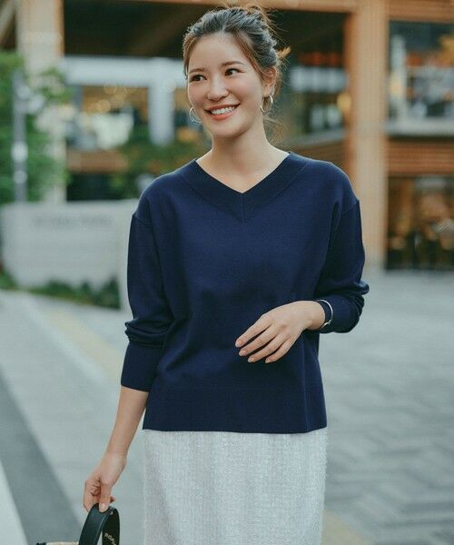 UNFILO / アンフィーロ ニット・セーター | マイビューティニット Vネック(ディープブルー)