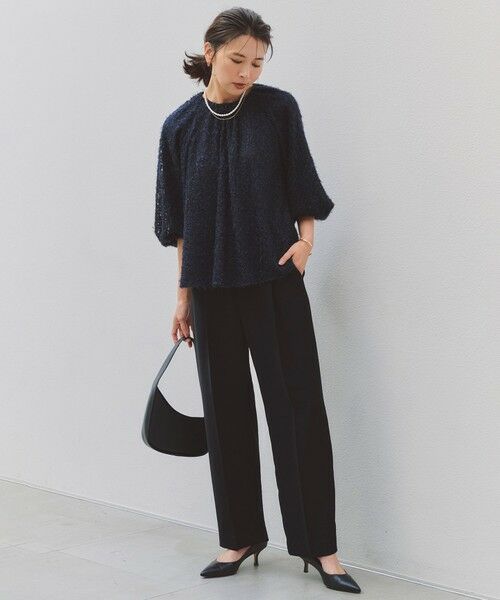 UNFILO / アンフィーロ その他パンツ | 【ウエストゴム】ドライダブルクロス タックテーパードパンツ（ネイビー）