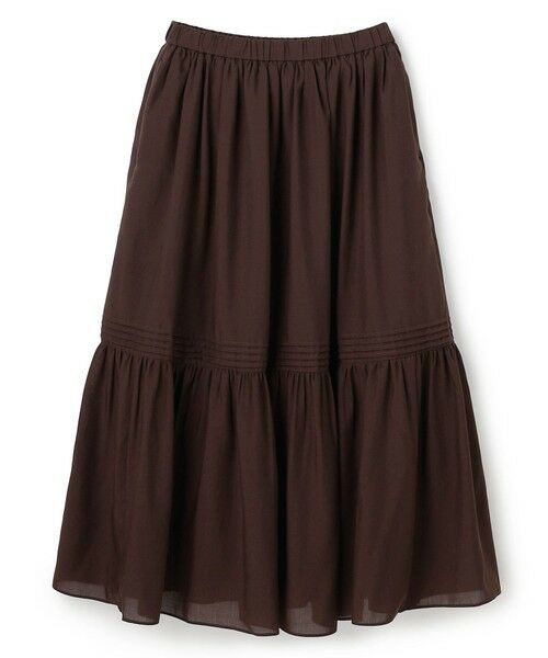 UNFILO / アンフィーロ ミニ・ひざ丈スカート | エアリー ギャザースカート（ブラウン）