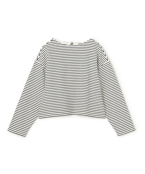 UNFILO / アンフィーロ カットソー | ハイツイストスムース バックZIP ボーダートップス（オフ×ブラック）