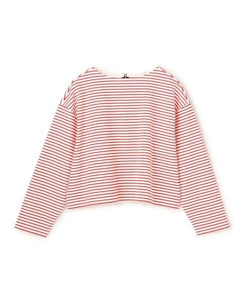 UNFILO / アンフィーロ カットソー | ハイツイストスムース バックZIP ボーダートップス（オフ×レッド）