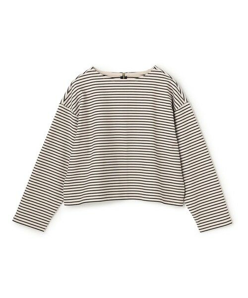 UNFILO / アンフィーロ カットソー | ハイツイストスムース バックZIP ボーダートップス（ベージュ×ブラック）