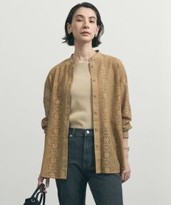 UNFILO / アンフィーロ シャツ・ブラウス | ブロックレース バンドカラーシャツ