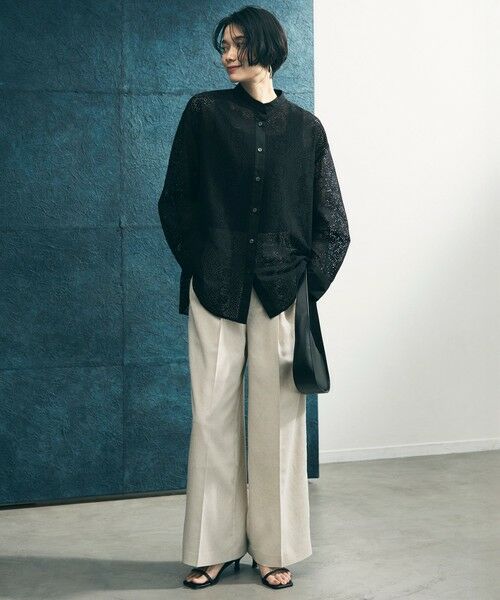 UNFILO / アンフィーロ シャツ・ブラウス | ブロックレース バンドカラーシャツ | 詳細9