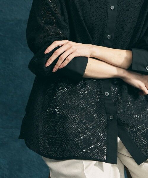 UNFILO / アンフィーロ シャツ・ブラウス | ブロックレース バンドカラーシャツ | 詳細11