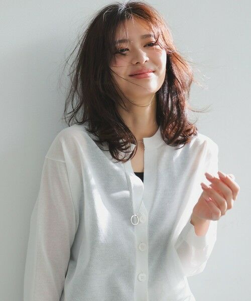 UNFILO / アンフィーロ カーディガン・ボレロ | シアーフォルムニット キーネックカーディガン | 詳細1