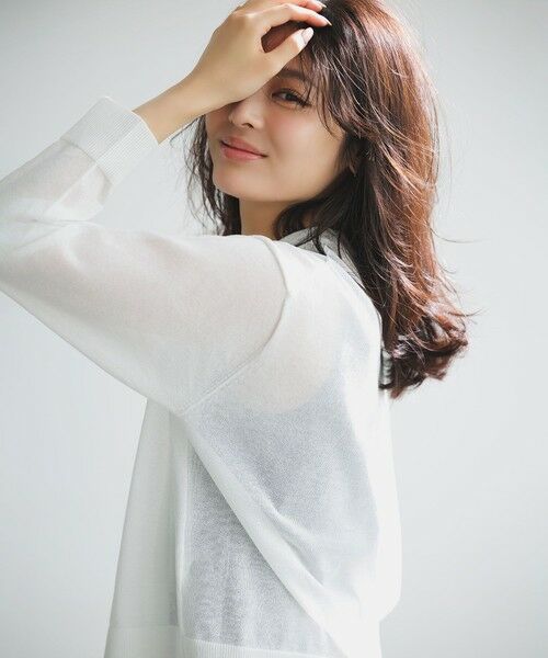 UNFILO / アンフィーロ カーディガン・ボレロ | シアーフォルムニット キーネックカーディガン | 詳細2
