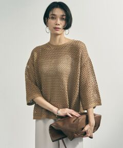 UNFILO / アンフィーロ ニット・セーター | クロシェレースニット ハーフスリーブ プルオーバー