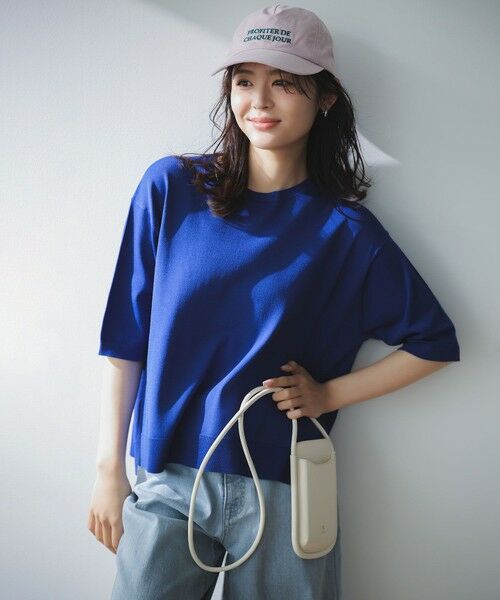 UNFILO / アンフィーロ ニット・セーター | スゴ機能美ニット ハーフスリーブ（ブルー）