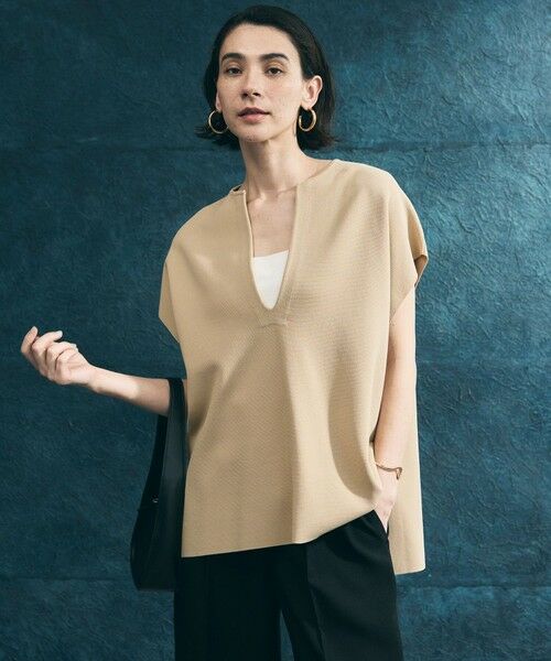 UNFILO / アンフィーロ ニット・セーター | 【WEB限定カラー】スゴ機能美ニット キーネック ジレ（[WEB限定]サンドベージュ）
