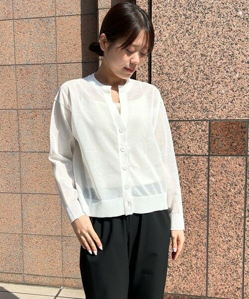 UNFILO / アンフィーロ カーディガン・ボレロ | シアーフォルムニット キーネックカーディガン（オフ）
