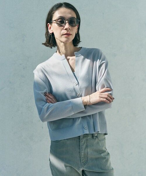 UNFILO / アンフィーロ カーディガン・ボレロ | シアーフォルムニット キーネックカーディガン | 詳細1