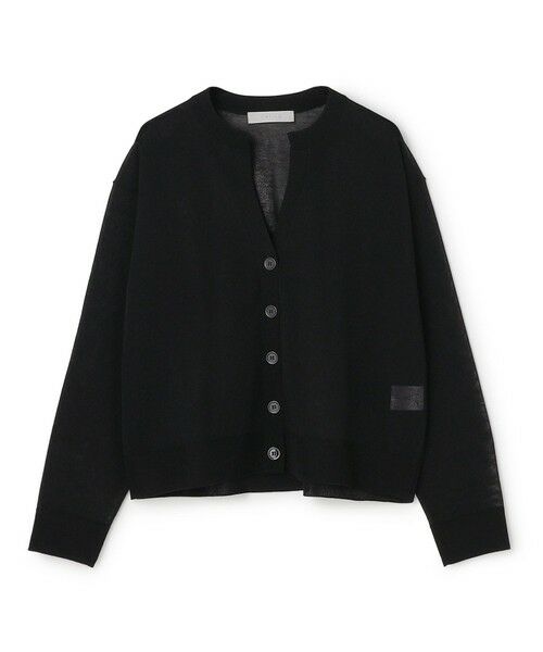 UNFILO / アンフィーロ カーディガン・ボレロ | シアーフォルムニット キーネックカーディガン（ブラック）