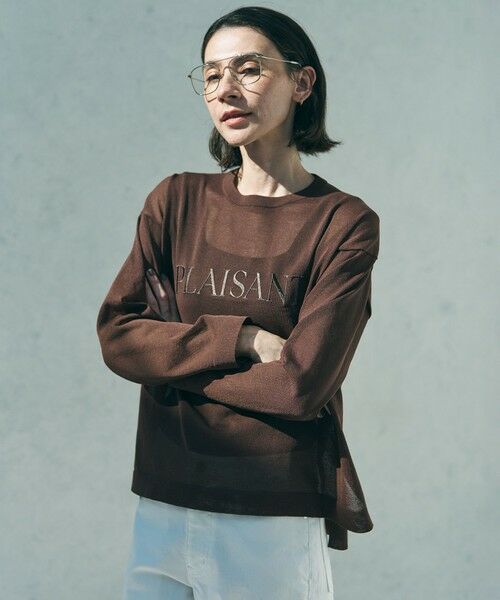 UNFILO / アンフィーロ ニット・セーター | シアーフォルムニット クルーネック（ブラウンロゴ）