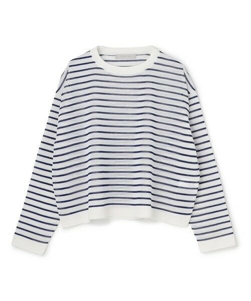 UNFILO / アンフィーロ ニット・セーター | シアーフォルムニット ボーダー（オフ×ネイビー）