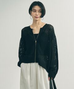 UNFILO / アンフィーロ カーディガン・ボレロ | クロシェレースニット ZIPカーディガン