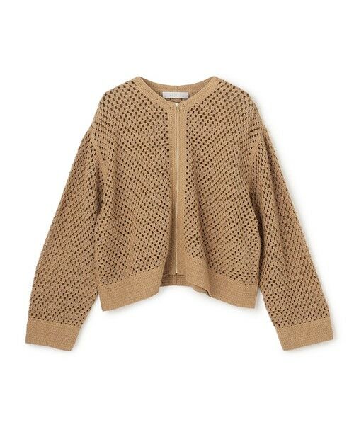 UNFILO / アンフィーロ カーディガン・ボレロ | クロシェレースニット ZIPカーディガン（キャメル）