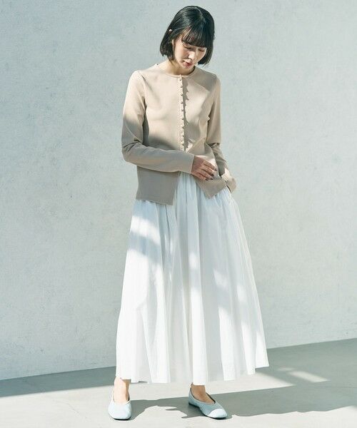 UNFILO / アンフィーロ ミニ・ひざ丈スカート | コットンローン ボリュームスカート（オフ）