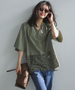 UNFILO / アンフィーロ シャツ・ブラウス | レースヘム ギャザーブラウス