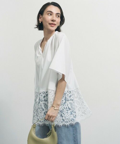 UNFILO / アンフィーロ シャツ・ブラウス | レースヘム ギャザーブラウス（オフ）