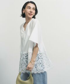 UNFILO / アンフィーロ シャツ・ブラウス | レースヘム ギャザーブラウス