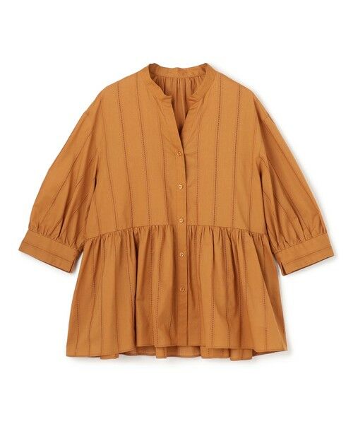 UNFILO / アンフィーロ シャツ・ブラウス | ペプラム ギャザーブラウス（キャメル）