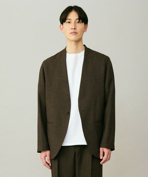 UNFILO / アンフィーロ ノーカラージャケット | ウーリーノ ノーカラージャケット（ブラウン）