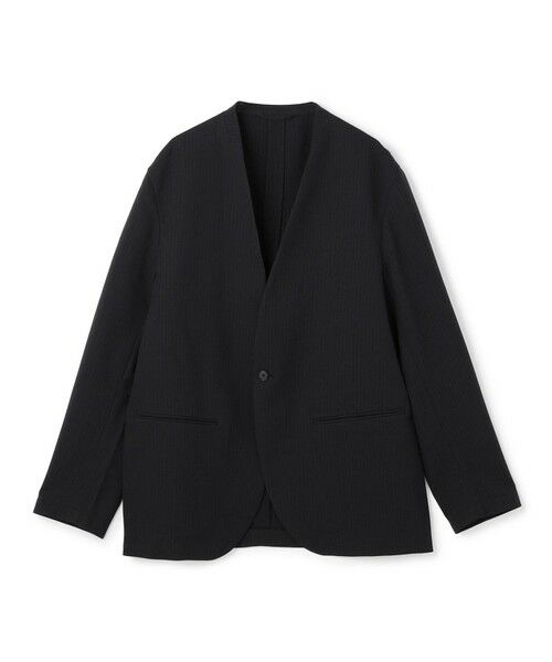 UNFILO / アンフィーロ ノーカラージャケット | ウーリーノ ノーカラージャケット（ブラックピンストライプ）