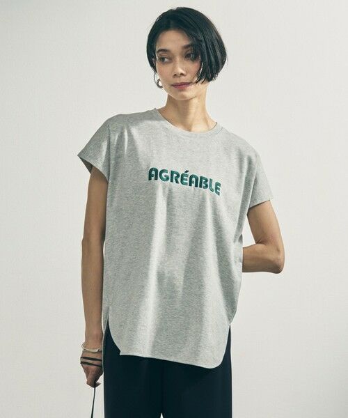 UNFILO / アンフィーロ カットソー | BEAUTY FORM-T cotton ロゴ フレンチスリーブ Tシャツ（TOPグレー）