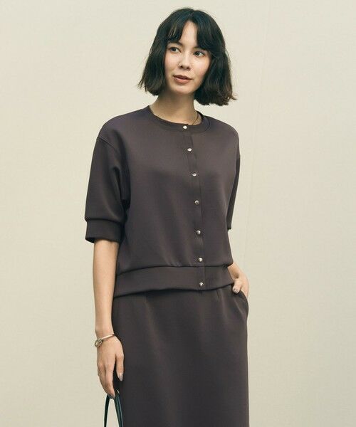 UNFILO / アンフィーロ カーディガン・ボレロ | BEAUTY FORM JERSEY light スナップカーディガン（チャコール）