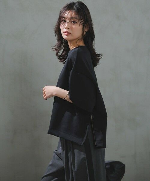 UNFILO / アンフィーロ スウェット | BEAUTY FORM JERSEY light サイドZIP プルオーバー（ブラック）