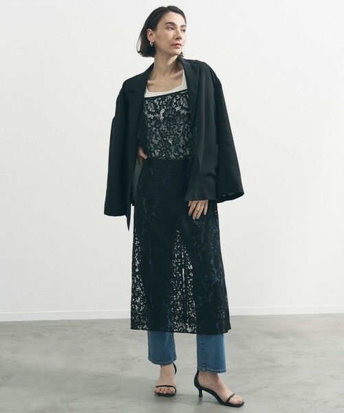 UNFILO / アンフィーロ ロング・マキシ丈ワンピース | レース キャミワンピース（ブラック）