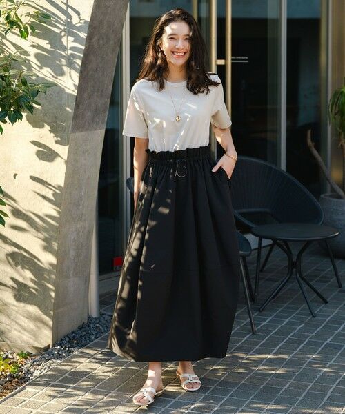 UNFILO / アンフィーロ ロング・マキシ丈ワンピース | 【VERY掲載】BEAUTY FORM-T コンビワンピース（グレージュ×ブラック）