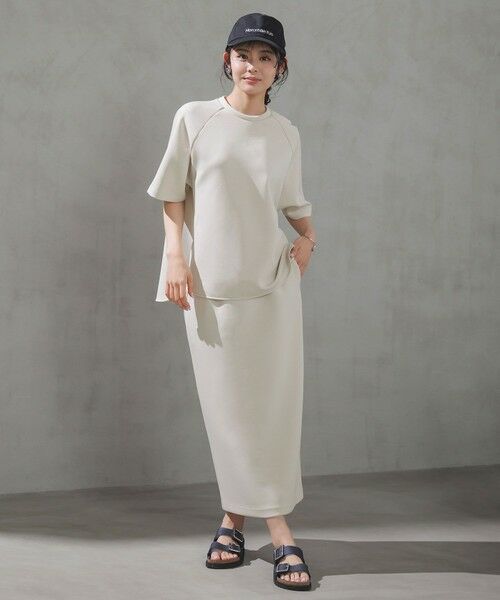 UNFILO / アンフィーロ ミニ・ひざ丈スカート | BEAUTY FORM JERSEY light Iラインスカート（グレージュ）