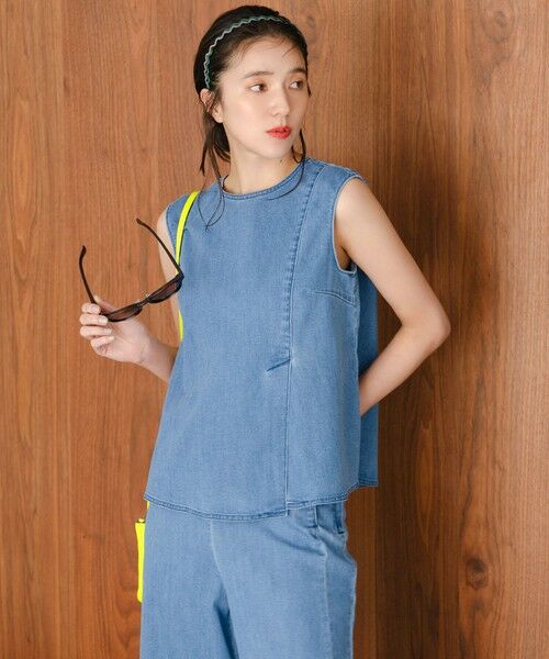 UNFILO / アンフィーロ シャツ・ブラウス | 【セットアップ着用可】UNFILO DENIM light ノースリーブブラウス | 詳細2