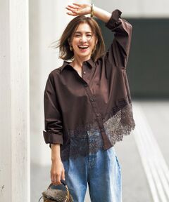 UNFILO / アンフィーロ シャツ・ブラウス | 【STORY×UNFILOコラボ】イージーケア 裾レース クロップドシャツ