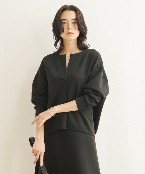 UNFILO / アンフィーロ カットソー | BEAUTY FORM JERSEY ソフト コクーンプルオーバー（ブラック）
