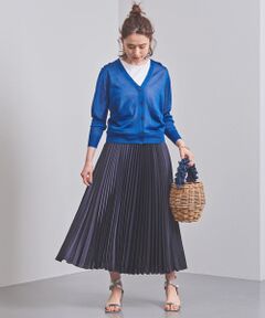 UNITED ARROWS / ユナイテッドアローズ ミニ・ひざ丈スカート | UWSC サテン アコーディオン プリーツスカート †