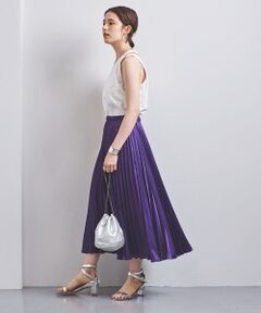 UNITED ARROWS / ユナイテッドアローズ ミニ・ひざ丈スカート | UWSC サテン アコーディオン プリーツスカート †