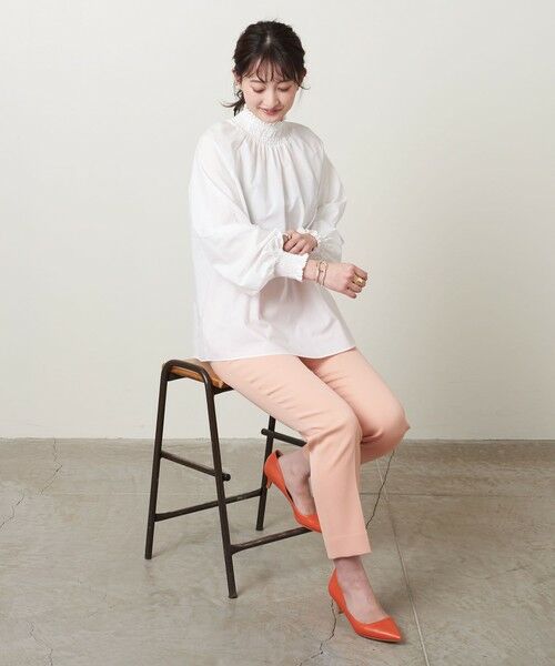 高品質 <UNITED ARROWS>シャーリング B† ブラウス ハイネック