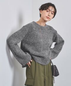 ラメ ワイドスリーブ ショート ニット