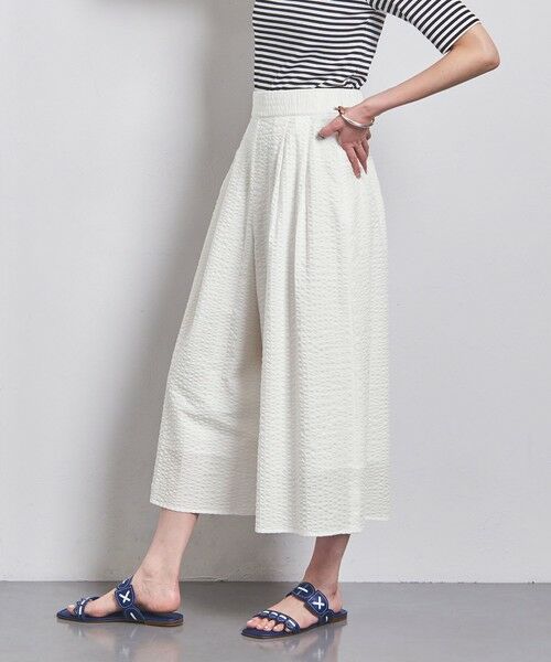 ワッフル クロップド パンツ WHITE