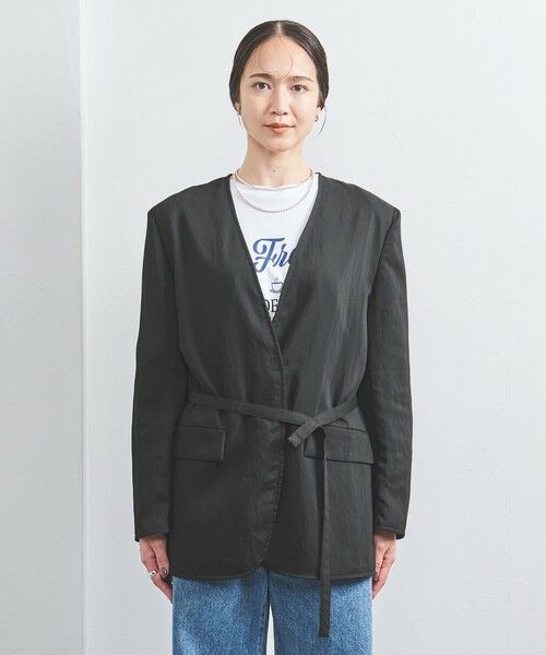 Vノーカラー ベルテッド ジャケット （ノーカラージャケット）｜UNITED ARROWS / ユナイテッドアローズ ファッション通販  タカシマヤファッションスクエア